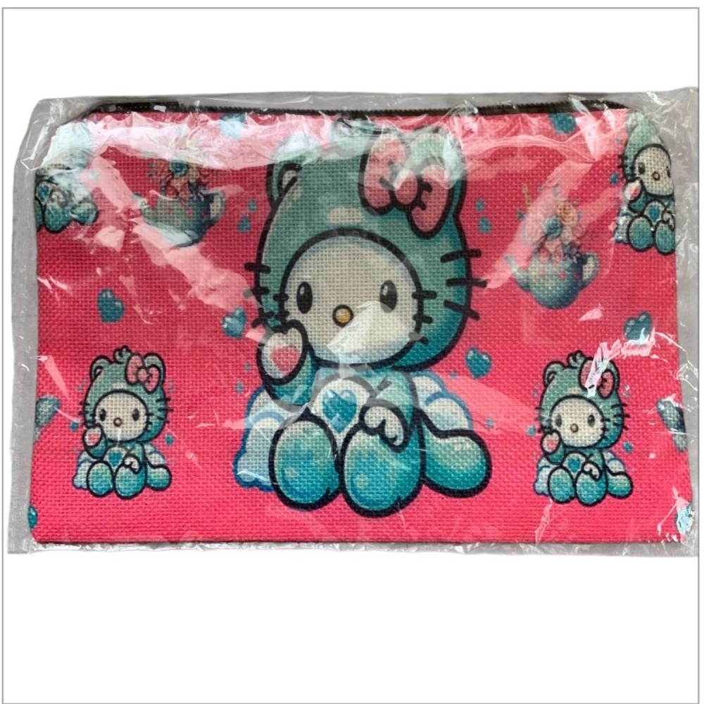 Hello Kitty Pink and Blue Zippering Pouch for cosmetics or essentials NIP